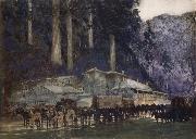 William Blamire Young When the hore team came to Walhalla oil painting